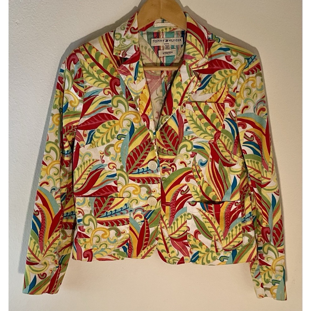 Tommy Hilfiger Vintage Paisley Jacket Coat Size 10P Women's Hippy Colorful Y2K